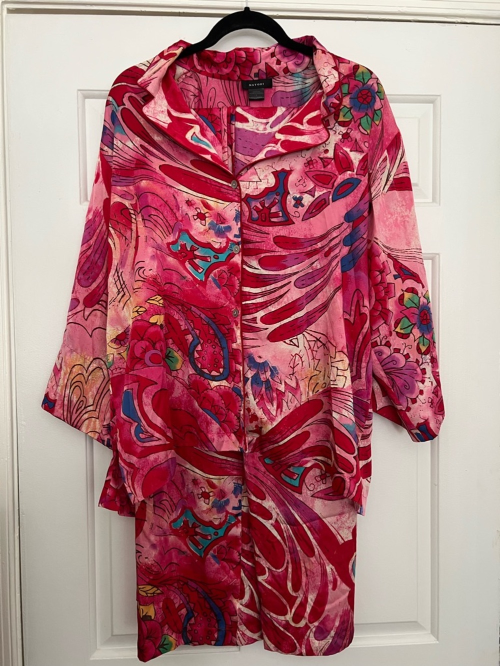 Natori Pink and Red Floral Pajama Set